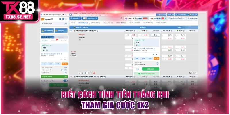 Biết cách tính tiền thắng khi tham gia cược 1x2